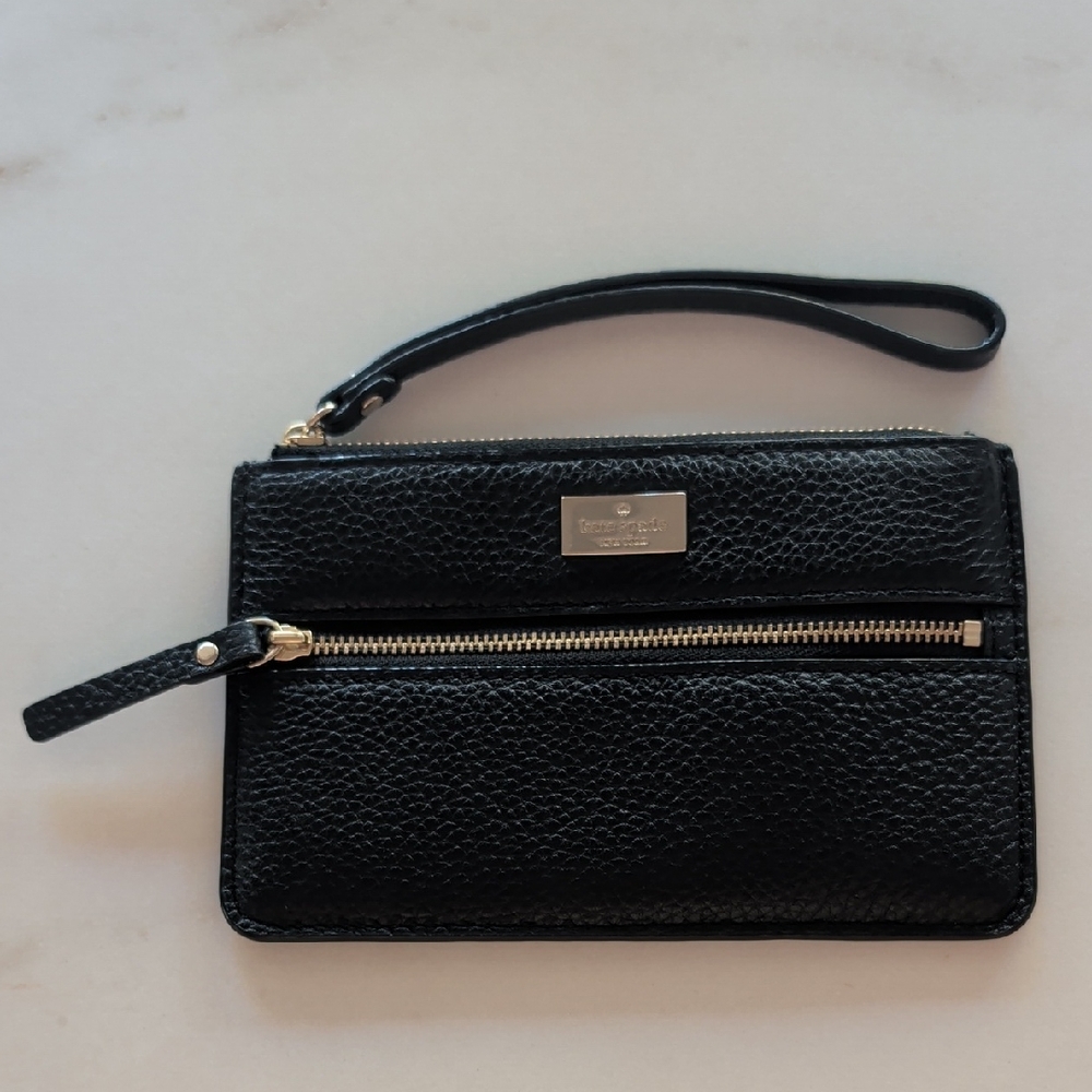 Kate Spade Black Leather Highland Park Bee Wristlet